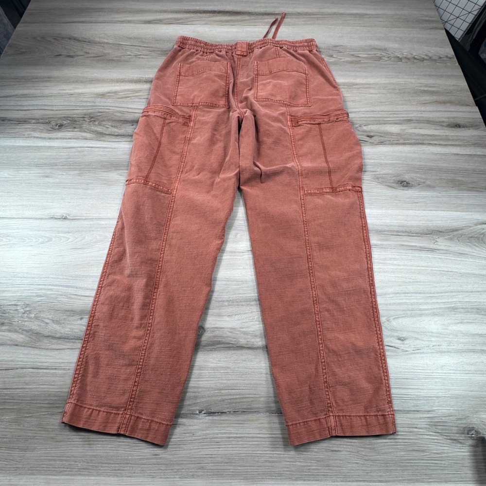 Anthropologie Cargo Jogger Pants Red Cotton Blend Drawstring Waist Womens 28 - Picture 2 of 10
